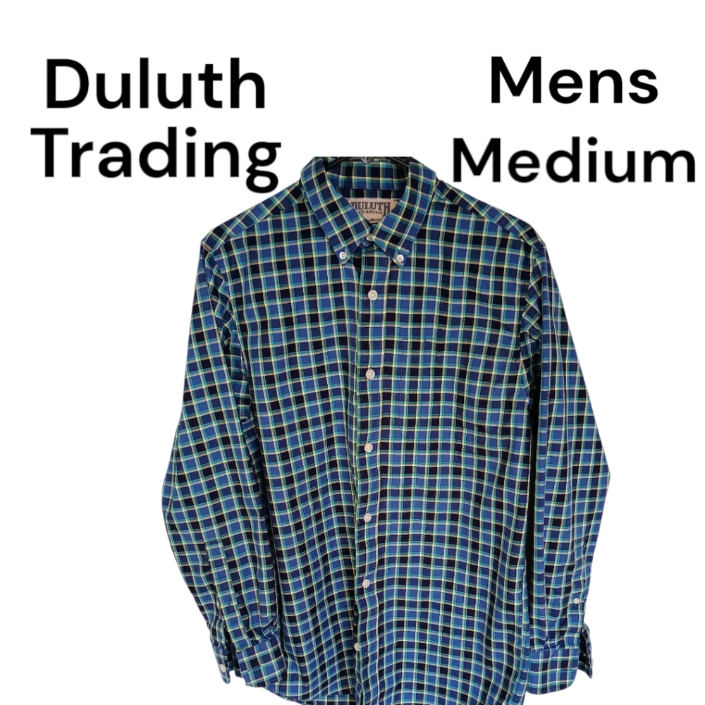 Duluth Trading Co Men's Size Medium Blue Plaid Shirt